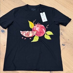 Black Graphic T-Shirt with Pomegranate Design